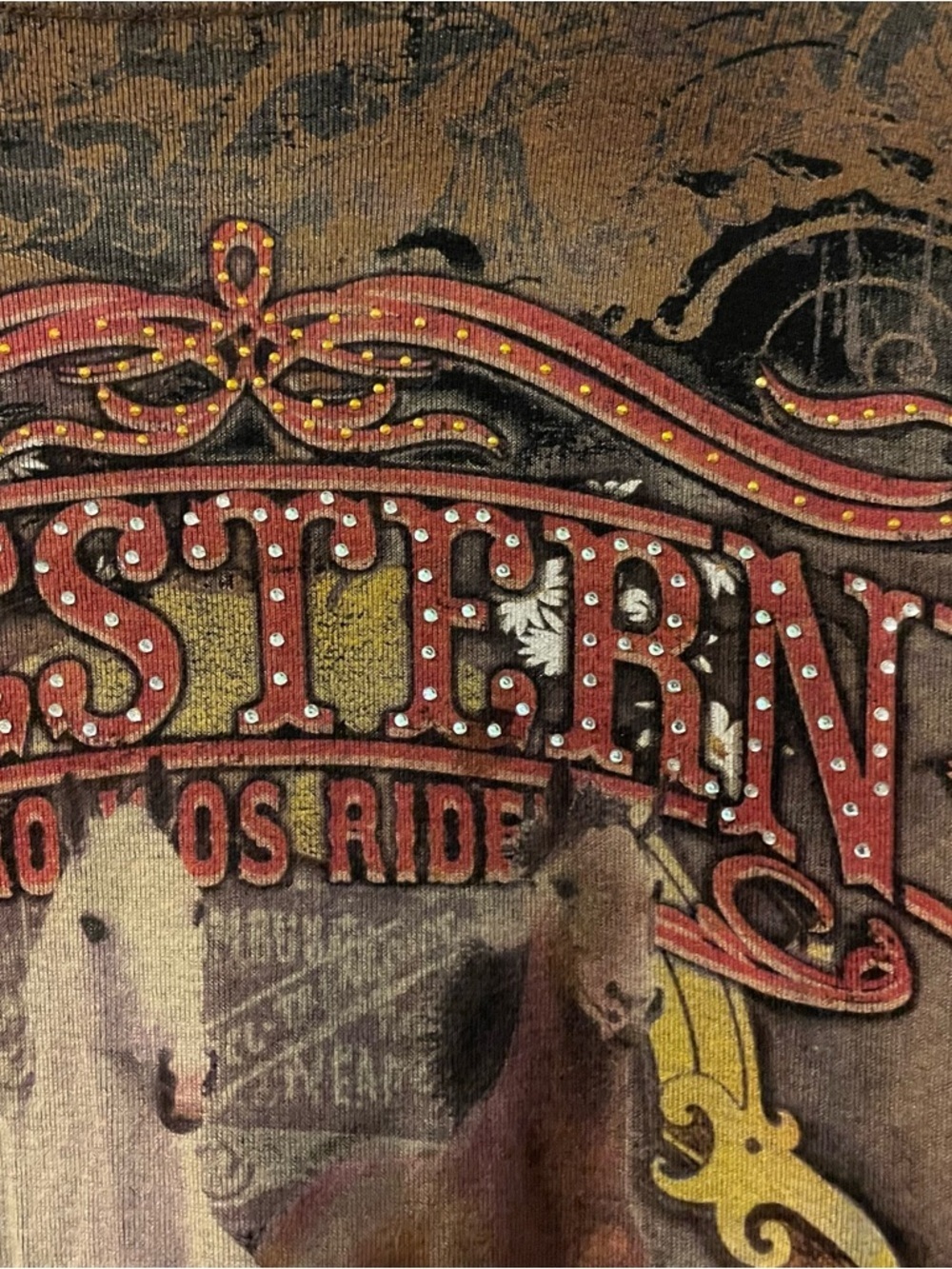 Flower N Ring bling western rodeo tee 1X EUC - Picture 4 of 7